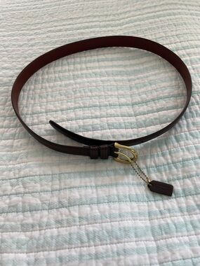 Coach Dark Brown Leather Belt with Gold Buckle